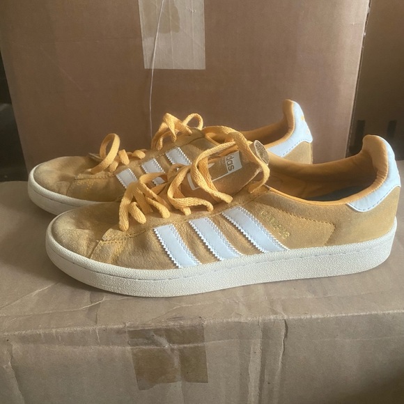 ADIDAS CAMPUS 80S SNEAKERS SHOES WOMENS US 7.5 UK 6 YELLOW ORANGE GOLD WHITE - Picture 3 of 5